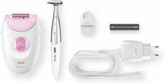 Braun Silk-épil 3 - SE3-321 Legs, arms & body: epilator (20 pincetten) met massagerollers + bikini trimmer - kleur: wit + roze Braun Silk-épil 3 - SE3-321 Legs, Arms & Body: Epilator (20 Pincetten) Met Massagerollers + Bikini Trimmer - Kleur: Wit + Roze -Philips winkel