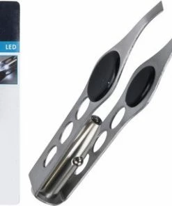 Merkloos 2x Stuks Pincetten Met LED Verlichting 9,5 Cm - Persoonlijke Verzorging - Zilverkleurige Pincetten Met Lampje -Philips winkel 550x308 18