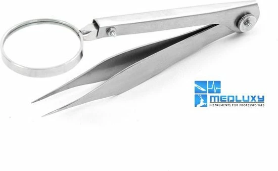 MEDLUXY - Splinter Pincet Met Vergrootglas (loep Verstelbaar) - Recht - 13 Cm 1 MEDLUXY - Splinter Pincet Met Vergrootglas (loep Verstelbaar) - Recht - 13 Cm