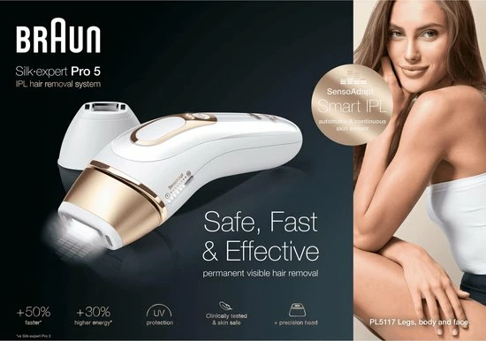 Braun Silk?expert Pro 5 PL5117 - Nieuwste Generatie IPL Ontharing, Zichtbare Ontharing - Wit En Goud 5 Braun Silk?expert Pro 5 PL5117 - Nieuwste Generatie IPL Ontharing, Zichtbare Ontharing - Wit En Goud - Afbeelding 5