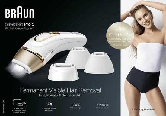 Braun Silk?expert Pro 5 PL5387 - Laatste Generatie IPL Voor Vrouwen En Mannen, Ontharingsapparaat Voor Blijvend Zichtbare Ontharing Thuis, Wit/Goud, Met Etui, Breed Hoofd, Twee Precisiehoofden En Venus Scheermesje 7 Braun Silk?expert Pro 5 PL5387 - Laatste Generatie IPL Voor Vrouwen En Mannen, Ontharingsapparaat Voor Blijvend Zichtbare Ontharing Thuis, Wit/Goud, Met Etui, Breed Hoofd, Twee Precisiehoofden En Venus Scheermesje - Afbeelding 7