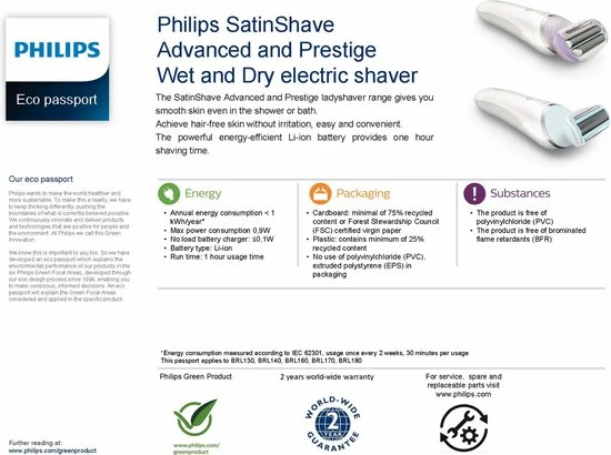 Philips SatinShave Advanced BRL130/00 - Ladyshave - Blauw 5 Philips SatinShave Advanced BRL130/00 - Ladyshave - Blauw - Afbeelding 5