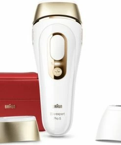 Braun Silk?expert Pro 5 PL5160 - Laatste Generatie IPL Voor Vrouwen En Mannen, Ontharingsapparaat Voor Blijvend Zichtbare Ontharing Thuis, Wit/Goud, Met Etui En Precisiehoofd