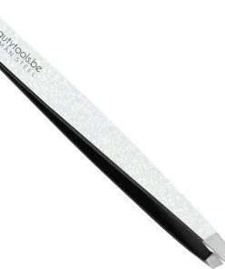Beautytools.be BeautyTools Epileerpincet PRECISION - Pincet Met Schuine Bek Voor Wenkbrauwen - Silver Sparkle - Tweezers (9.5 Cm) - (BT-1970)