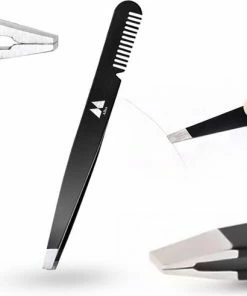 Allsa Epileer Pincet - Pincet Splinter - Epileren - Beauty - Zwart - RVS - Incl Kammetje