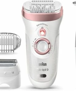 Braun Silk Epil 9 - Epileerapparaat - Nat En Droog Ontharen - Met Bikinilijn Trimmer - Draadloos - Wit/Roze