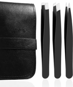 BOTC Pincet Epileer Set - 4 Delige - Wenkbrauw Scheermesje/Trimmer - Zwart