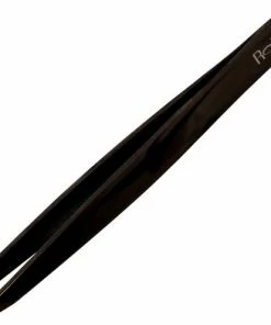 Rojafit Professionele Pincet Schuin 9,5 Cm-Gun Metal + Luxe Lederen Opberghoesje