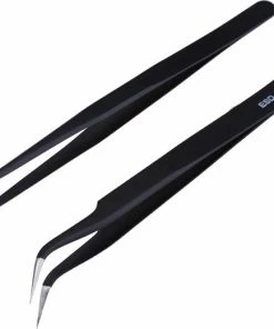 Siliqon Ultra Precieze Pincet 2 Stuks - Epileer Pincetten - RVS - Tweezer - Splinters Verwijderen - Zwart
