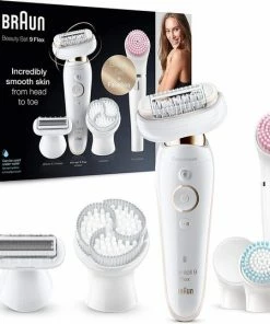 Braun Silk-épil 9 Flex 9100 Beautyset Voor Vrouwen, Incl. Epilator Met Flexibele Kop, Facespa Met Exfoliatieborstel En Make-Upsponsje, Wit