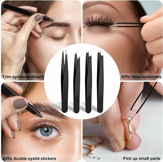BOTC Pincet Epileer Set - 4 Delige - Wenkbrauw Scheermesje/Trimmer - Zwart 9 BOTC Pincet Epileer Set - 4 Delige - Wenkbrauw Scheermesje/Trimmer - Zwart - Afbeelding 9
