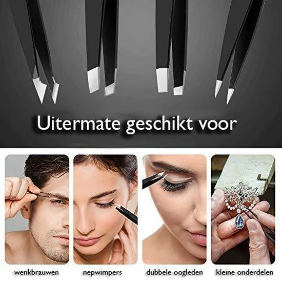 DKvani Company DKvani - Tweezer - 4 Delig - Epileer Set - Pincetten - Rvs 3 DKvani Company DKvani - Tweezer - 4 Delig - Epileer Set - Pincetten - Rvs - Afbeelding 3