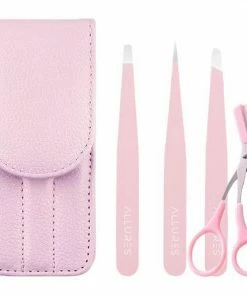 Allures Epileer Set - Pincet - Roze - Met Etui En Wenkbrauwschaar