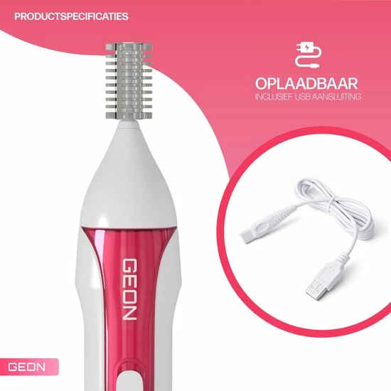 GEON - Multifunctionele 5 In 1 Ladyshave - Oplaadbaar - Bodygroomer - Bikinitrimmer - Wenkbrauwtrimmer - Neustrimmer - Oksel Trimmer 8 GEON - Multifunctionele 5 In 1 Ladyshave - Oplaadbaar - Bodygroomer - Bikinitrimmer - Wenkbrauwtrimmer - Neustrimmer - Oksel Trimmer - Afbeelding 8