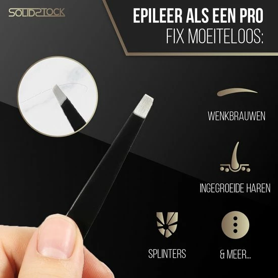 SolidStock Professionele Pincet Epileer - Tweezer - Zwart 2 SolidStock Professionele Pincet Epileer - Tweezer - Zwart - Afbeelding 2