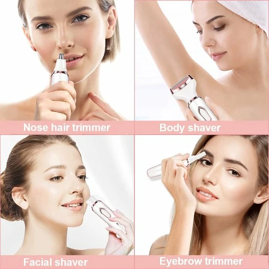 Ladyshaver Elektrisch Ladyshave, Draadloos 4-in-1 Elektrisch Scheerapparaat Voor Dames, Oplaadbaar Pijnloos Elektrisch Scheerapparaat Bikinitrimmer Nat En Droog Ontharen Voor Gezicht Benen Oksel, Neus En Wenkbrauw 2 Ladyshaver Elektrisch Ladyshave, Draadloos 4-in-1 Elektrisch Scheerapparaat Voor Dames, Oplaadbaar Pijnloos Elektrisch Scheerapparaat Bikinitrimmer Nat En Droog Ontharen Voor Gezicht Benen Oksel, Neus En Wenkbrauw - Afbeelding 2