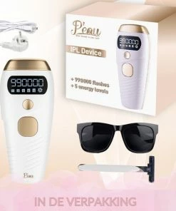 P'eau Hairremoval P'eau Professionele - IPL Kit Met Beschermende Bril - Lichtontharing - 999 000 Flitsen - Wit Met Goud -Philips winkel 550x550 628