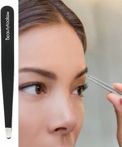 Beautytools.be BeautyTools Epileerpincet PRECISION - Pincet Met Ronde Bek Voor Epileren Dikke Haartjes - Matt Black - Tweezers (9.5 Cm) - Inox (BT-2106)