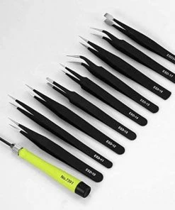 Umiten ESD Pincetten, 10-delig, Precisie-antistatische Pincet, Onmagnetisch Multi-standaard Roestvrij Stalen Pincet, Ideaal Voor Elektronica, Sieraden, Schoonheid En Detailwerk