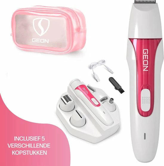 GEON - Multifunctionele 5 In 1 Ladyshave - Oplaadbaar - Bodygroomer - Bikinitrimmer - Wenkbrauwtrimmer - Neustrimmer - Oksel Trimmer 1 GEON - Multifunctionele 5 In 1 Ladyshave - Oplaadbaar - Bodygroomer - Bikinitrimmer - Wenkbrauwtrimmer - Neustrimmer - Oksel Trimmer