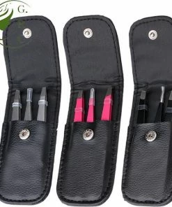 Topservice Wenkbrauw Epileer Pincet Set - Zwart -Zilver - Zacht Roze - Donker Roze - Set Pincet Professionele Roestvrij Staal Make-up Wenkbrauw Pincet Set Met Etui