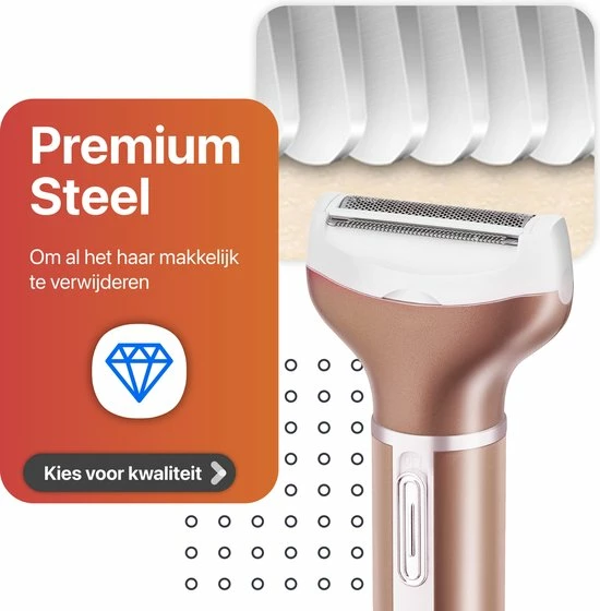 Smart-Tech - 4 In 1 Ladyshave - Oplaadbaar - Wenkbrauw Trimmer - Neus- En Oor Trimmer - Rose Gold 8 Smart-Tech - 4 In 1 Ladyshave - Oplaadbaar - Wenkbrauw Trimmer - Neus- En Oor Trimmer - Rose Gold - Afbeelding 8