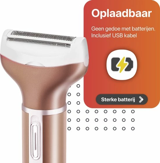 Smart-Tech - 4 In 1 Ladyshave - Oplaadbaar - Wenkbrauw Trimmer - Neus- En Oor Trimmer - Rose Gold 4 Smart-Tech - 4 In 1 Ladyshave - Oplaadbaar - Wenkbrauw Trimmer - Neus- En Oor Trimmer - Rose Gold - Afbeelding 4