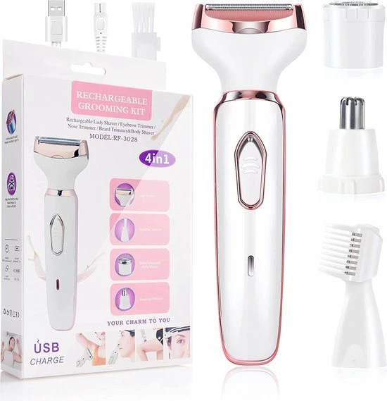Ladyshaver Elektrisch Ladyshave, Draadloos 4-in-1 Elektrisch Scheerapparaat Voor Dames, Oplaadbaar Pijnloos Elektrisch Scheerapparaat Bikinitrimmer Nat En Droog Ontharen Voor Gezicht Benen Oksel, Neus En Wenkbrauw 1 Ladyshaver Elektrisch Ladyshave, Draadloos 4-in-1 Elektrisch Scheerapparaat Voor Dames, Oplaadbaar Pijnloos Elektrisch Scheerapparaat Bikinitrimmer Nat En Droog Ontharen Voor Gezicht Benen Oksel, Neus En Wenkbrauw