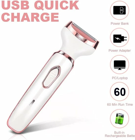 Ladyshaver Elektrisch Ladyshave, Draadloos 4-in-1 Elektrisch Scheerapparaat Voor Dames, Oplaadbaar Pijnloos Elektrisch Scheerapparaat Bikinitrimmer Nat En Droog Ontharen Voor Gezicht Benen Oksel, Neus En Wenkbrauw 5 Ladyshaver Elektrisch Ladyshave, Draadloos 4-in-1 Elektrisch Scheerapparaat Voor Dames, Oplaadbaar Pijnloos Elektrisch Scheerapparaat Bikinitrimmer Nat En Droog Ontharen Voor Gezicht Benen Oksel, Neus En Wenkbrauw - Afbeelding 5
