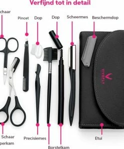 Vivefly Healthcare BellaSolve EpileesSet 11 Delig Met Etui - Epileren - Wenkbrauwen - Trimmen- Scheren- Pincet - Ontharen - Epileerapparaat - Wenkbrauw Potlood - Scheermesje - Wenkbrauw Schaar -Philips winkel 550x571 5