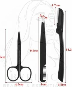 ByKilic Beauty & Essentials Epileer Set - Pincet - Wenkbrauwschaar - Mesje - Kam - Zwart - RVS -Philips winkel 550x591 3