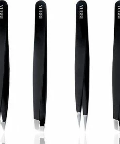YUBBI™ Epileer Pincet Set - Tweezer Set - Dermaplanning - Wenkbrauw Scheermesje - Trimmer - Opbergcover - Zwart