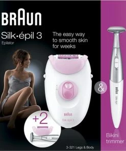 Braun Silk-épil 3 - SE3-321 Legs, Arms & Body: Epilator (20 Pincetten) Met Massagerollers + Bikini Trimmer - Kleur: Wit + Roze 9 Braun Silk-épil 3 - SE3-321 Legs, Arms & Body: Epilator (20 Pincetten) Met Massagerollers + Bikini Trimmer - Kleur: Wit + Roze -Philips winkel 550x599 2