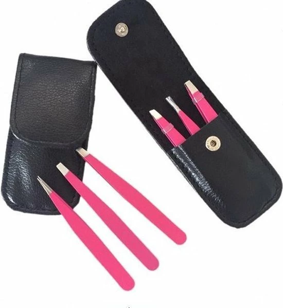 Cheaperito Wenkbrauw Epileer Pincet Set I 3-Delig I Met Luxe Opbergcase I Roze 1 Cheaperito Wenkbrauw Epileer Pincet Set I 3-Delig I Met Luxe Opbergcase I Roze