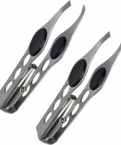 Merkloos 2x Stuks Pincetten Met LED Verlichting 9,5 Cm - Persoonlijke Verzorging - Zilverkleurige Pincetten Met Lampje