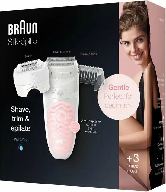 Braun Silk-?pil 5 5-620 - Epilator - Wit/Roze 3 Braun Silk-?pil 5 5-620 - Epilator - Wit/Roze - Afbeelding 3