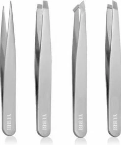 YUBBI? Epileer Pincet Set - Tweezer Set - Dermaplaning - Wenkbrauw Scheermesje - Trimmer - Opbergcover - Zilver