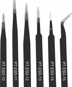 Merkloos Epileer Pincet Set - 6-delig - Wenkbrauwen - Splinters - RVS - Zwart