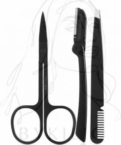 ByKilic Beauty & Essentials Epileer Set - Pincet - Wenkbrauwschaar - Mesje - Kam - Zwart - RVS