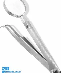 MEDLUXY - Pincet Met Vergrootglas (loep Verstelbaar) - Gebogen / Gehoekt - Fijne Punt - 13 Cm (splinterpincet, Hobby, Beauty, Sieraden)