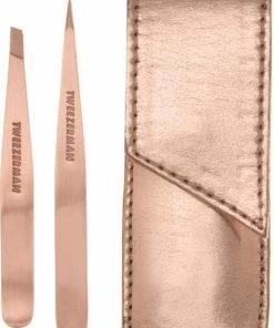 Tweezerman Petite Ros? Gold Set - Inclusief Etui - Epileer Pincet - Point Pincet - Cadeau Set - Wenkbrauwen Epileren